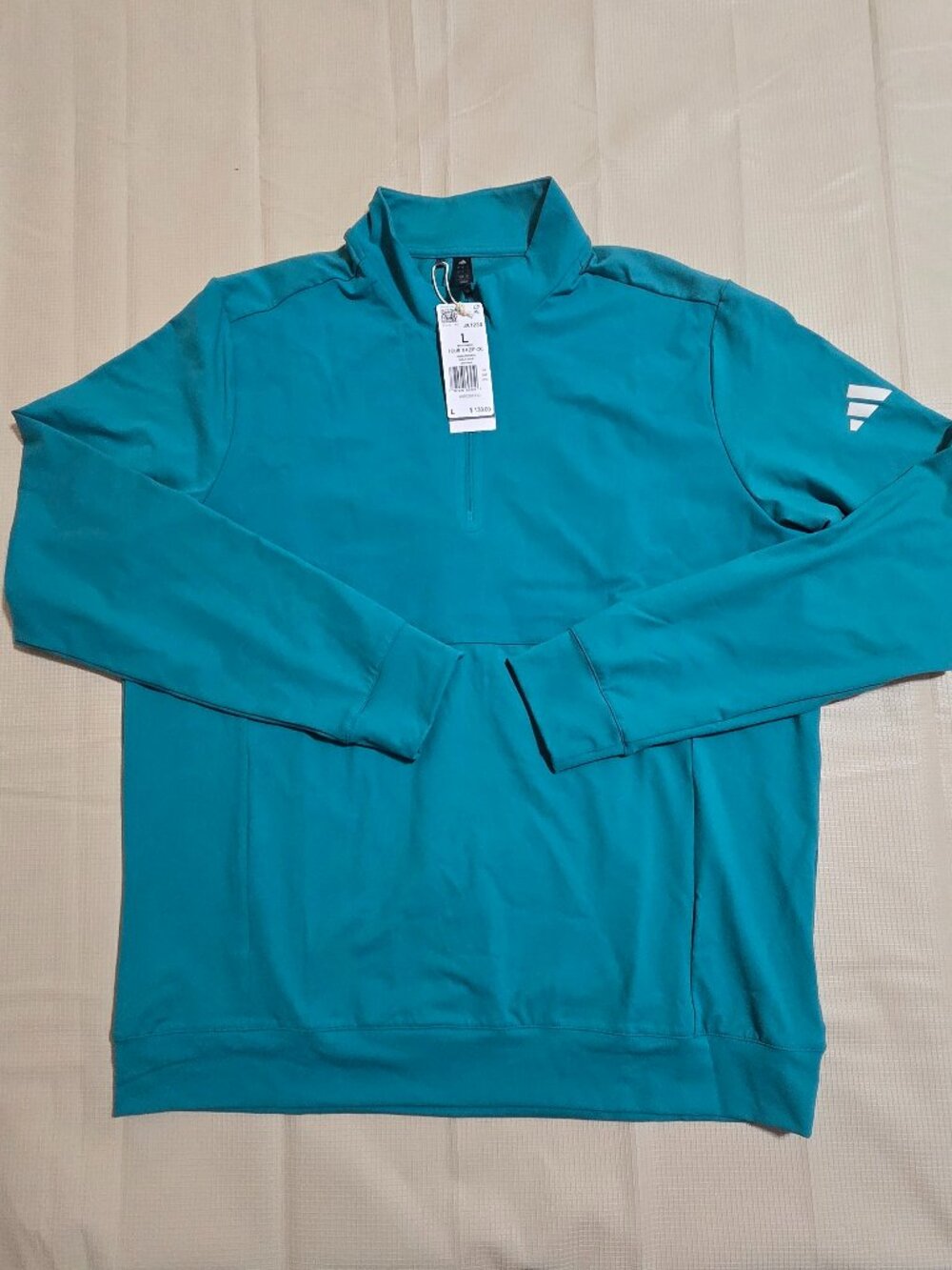 Adidas Tour 1/4 Zip Pullover Large Golf Top Men Green Twist Weave JX7239 $130